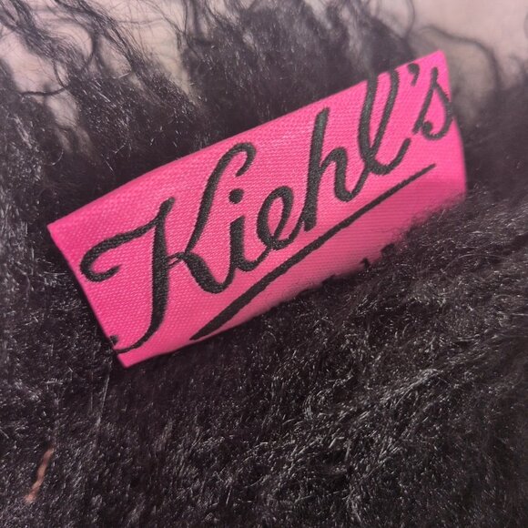 Kiehl's Black Faux Fur Fuzzy Happy Holidays Makeup Bag Cosmetics Pouch Gift NEW - Picture 3 of 9